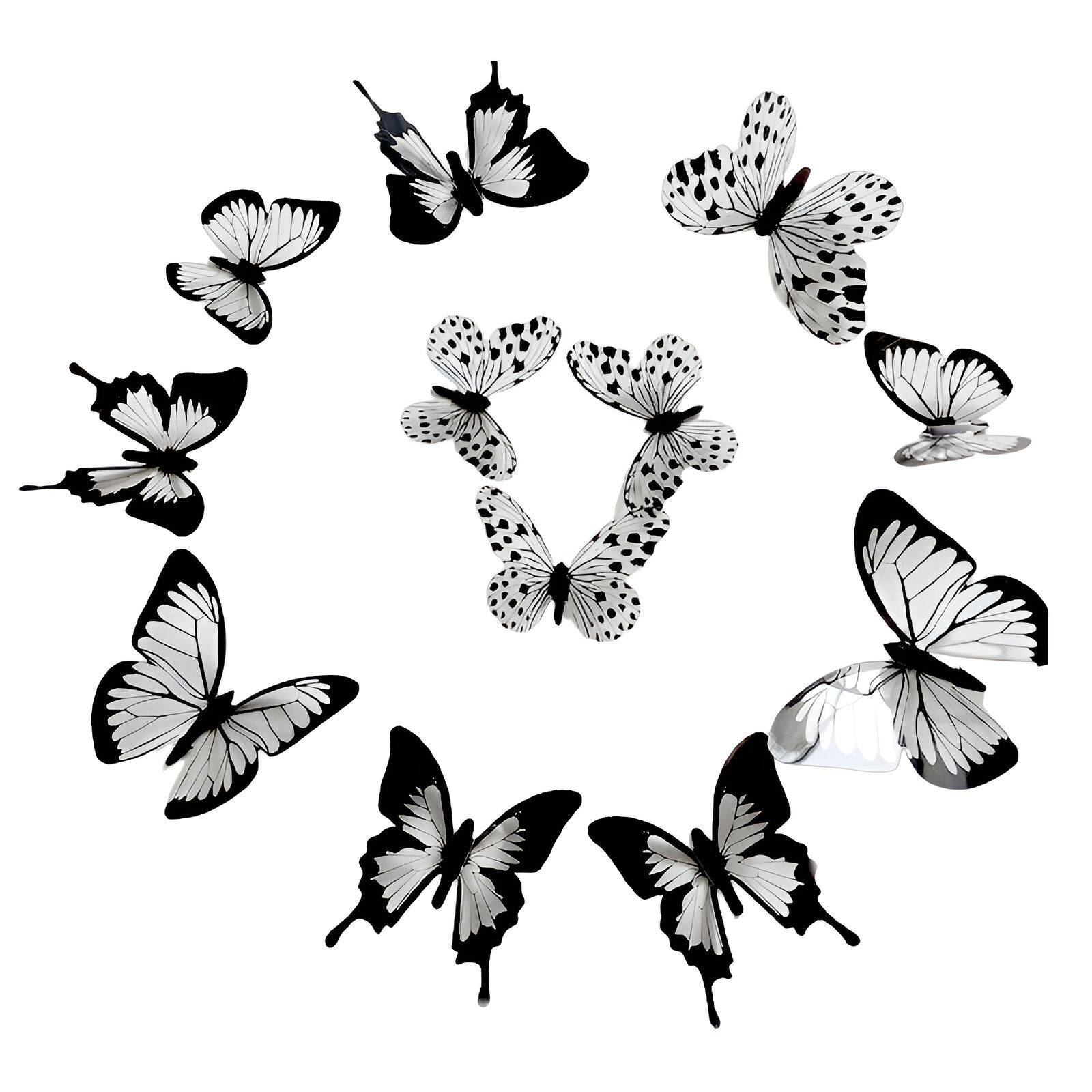 CCOCC 12Pcs Butterfly Decor,3D Butterfly Design Butterfly Wall Decor,Lifelike Effect 3D Stickers,Black
